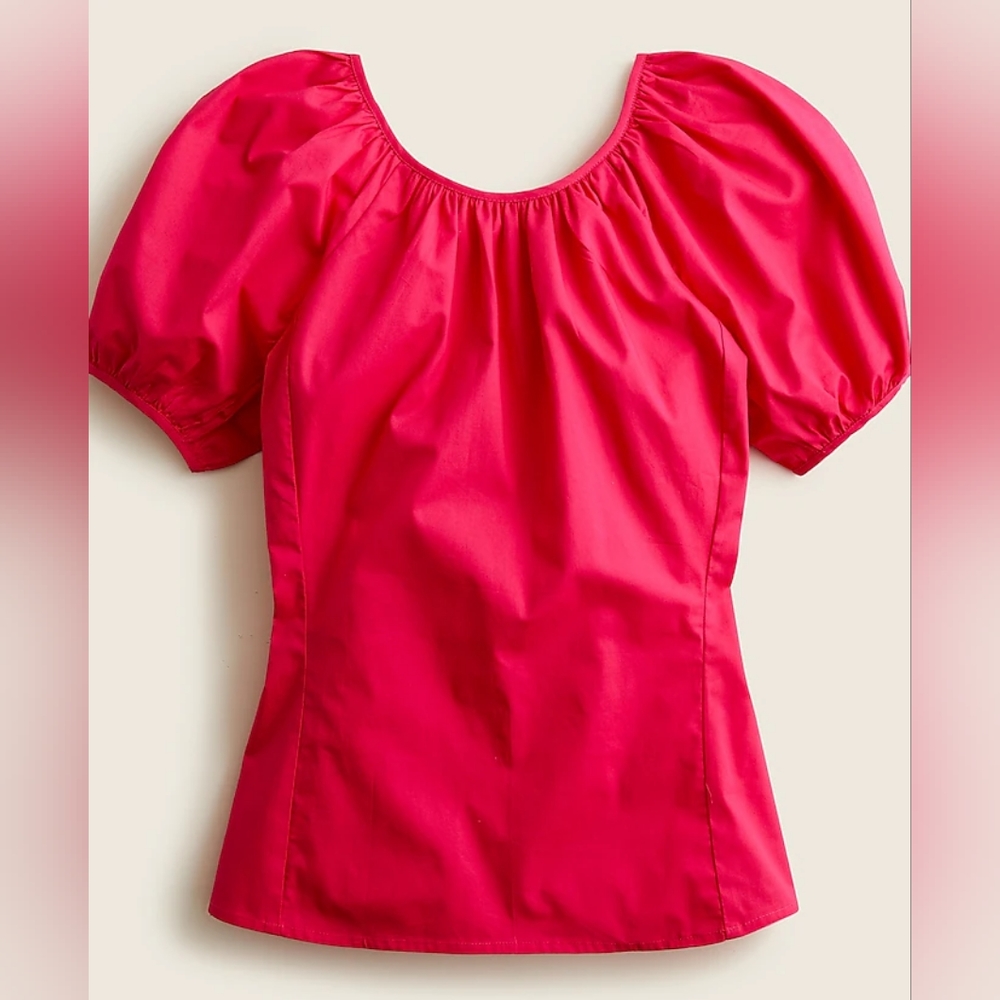 J. Crew Hot Pink Puff-Sleeve Top